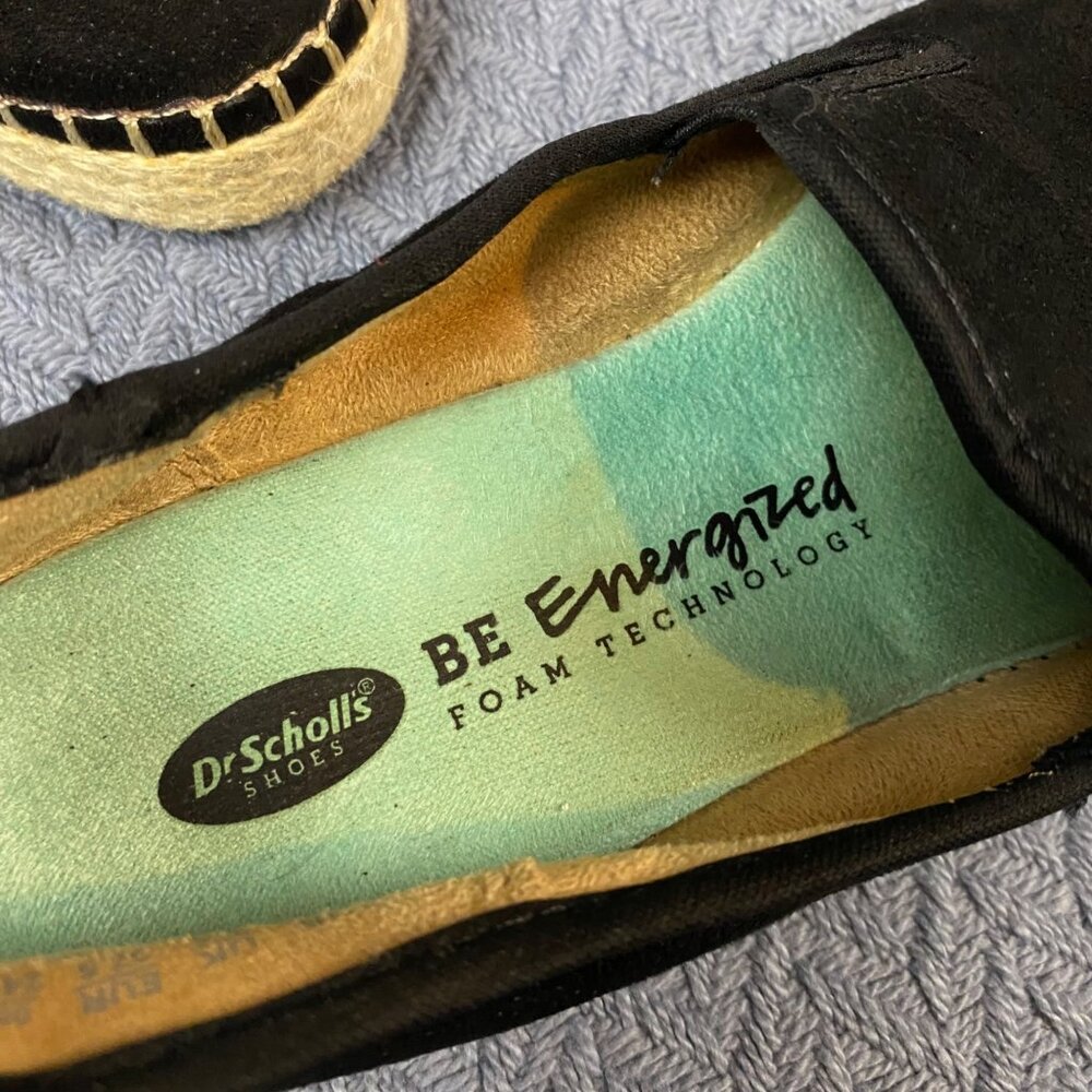 Dr. Scholls Womens Black Suede Espadrilles Slip-On Shoes 7.5M Foam Sole Far Out - Picture 4 of 8